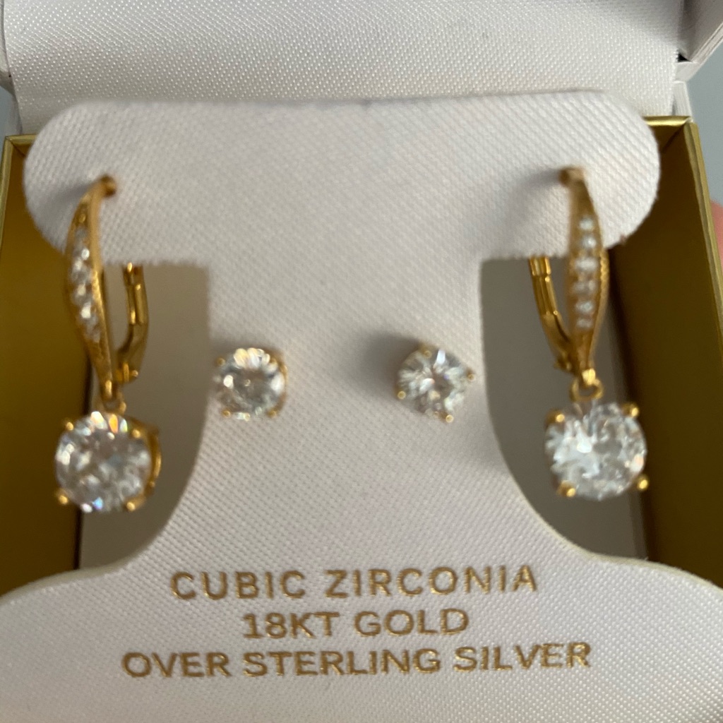 2 Pairs Of Cubic Zirconia Earrings